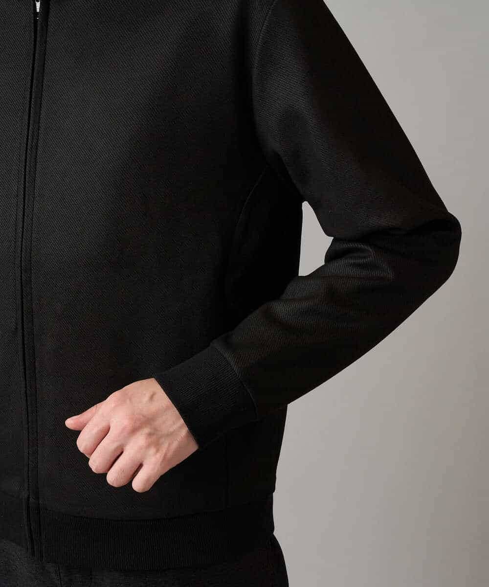 KHCLA47069 a.v.v MEN(アー・ヴェ・ヴェ) 【イージーケア/毛玉になりにくい】ツイルエンボスフェイクスエードジップパーカー【洗濯機で洗える】 ブラック
