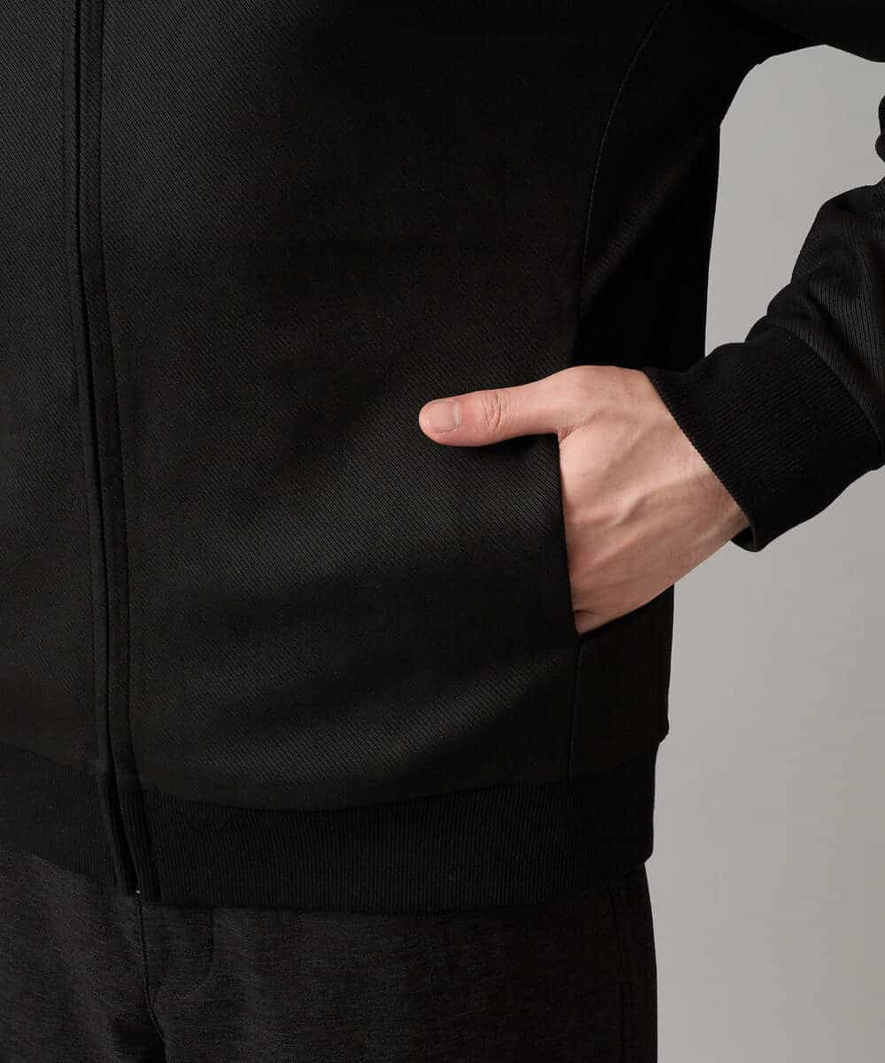 KHCLA47069 a.v.v MEN(アー・ヴェ・ヴェ) 【イージーケア/毛玉になりにくい】ツイルエンボスフェイクスエードジップパーカー【洗濯機で洗える】 ブラック