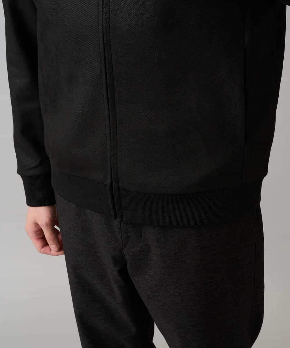 KHCLA47069 a.v.v MEN(アー・ヴェ・ヴェ) 【イージーケア/毛玉になりにくい】ツイルエンボスフェイクスエードジップパーカー【洗濯機で洗える】 ブラック
