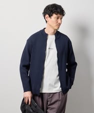 KHCLD13069 a.v.v MEN(アー・ヴェ・ヴェ) 【洗濯機で洗える】ポリエステルリブニットジップアップカーデ ネイビー