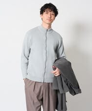 KHCLD13069 a.v.v MEN(アー・ヴェ・ヴェ) 【洗濯機で洗える】ポリエステルリブニットジップアップカーデ ライトグレー