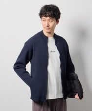KHCLD13069 a.v.v MEN(アー・ヴェ・ヴェ) 【洗濯機で洗える】ポリエステルリブニットジップアップカーデ ライトグレー