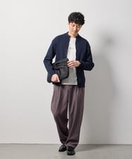 KHCLD13069 a.v.v MEN(アー・ヴェ・ヴェ) 【洗濯機で洗える】ポリエステルリブニットジップアップカーデ ライトグレー