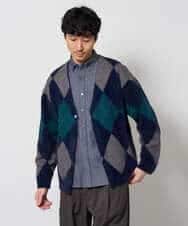 KHCLD26089 a.v.v MEN(アー・ヴェ・ヴェ) 【洗濯機で洗える】シャギーアーガイルワイドシルエットカーディガン ブラック