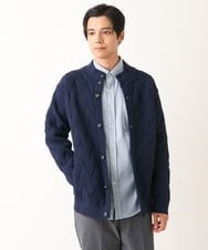 KHCLS14069 a.v.v MEN(アー・ヴェ・ヴェ) 【大人カーディガン】スタンドカラーニットカーディガン ネイビー