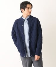 KHCLS14069 a.v.v MEN(アー・ヴェ・ヴェ) 【大人カーディガン】スタンドカラーニットカーディガン ネイビー