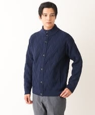 KHCLS14069 a.v.v MEN(アー・ヴェ・ヴェ) 【大人カーディガン】スタンドカラーニットカーディガン ネイビー