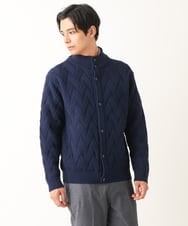 KHCLS14069 a.v.v MEN(アー・ヴェ・ヴェ) 【大人カーディガン】スタンドカラーニットカーディガン ネイビー