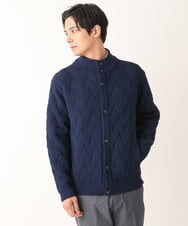 KHCLS14069 a.v.v MEN(アー・ヴェ・ヴェ) 【大人カーディガン】スタンドカラーニットカーディガン ネイビー