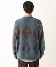 KHCLS26089 a.v.v MEN(アー・ヴェ・ヴェ) アーガイル柄シャギーワイドカーディガン ダークグレー
