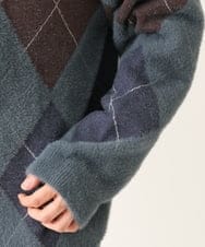 KHCLS26089 a.v.v MEN(アー・ヴェ・ヴェ) アーガイル柄シャギーワイドカーディガン ダークグレー