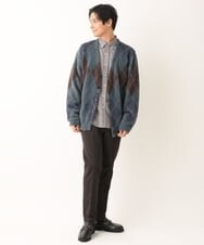 KHCLS26089 a.v.v MEN(アー・ヴェ・ヴェ) アーガイル柄シャギーワイドカーディガン ダークグレー