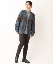KHCLS26089 a.v.v MEN(アー・ヴェ・ヴェ) アーガイル柄シャギーワイドカーディガン ダークグレー