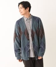 KHCLS26089 a.v.v MEN(アー・ヴェ・ヴェ) アーガイル柄シャギーワイドカーディガン ダークグレー