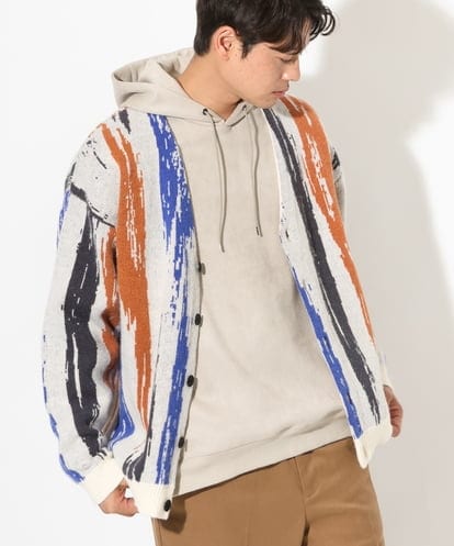 KHCLS28089 a.v.v MEN ペイント柄ワイドシルエットカーディガン