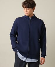 KHCLV13059 a.v.v MEN(アー・ヴェ・ヴェ) 【春先まで使える】ドライバーズリブニットカーディガン ネイビー
