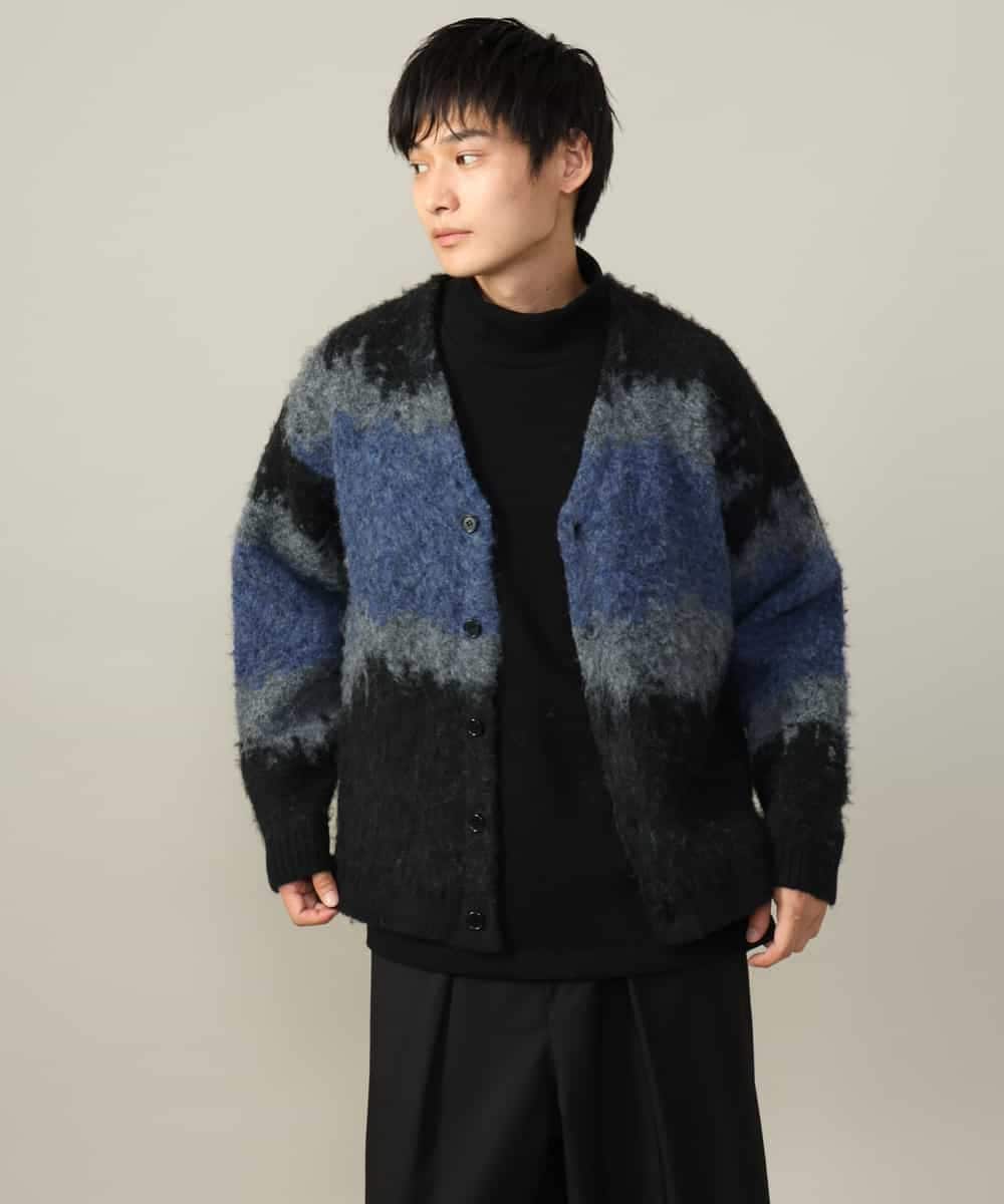 KHCLV25079 a.v.v MEN(アー・ヴェ・ヴェ) 【ユニセックス】ボカシ柄起毛シャギーニット（厚手であったかい） グレー