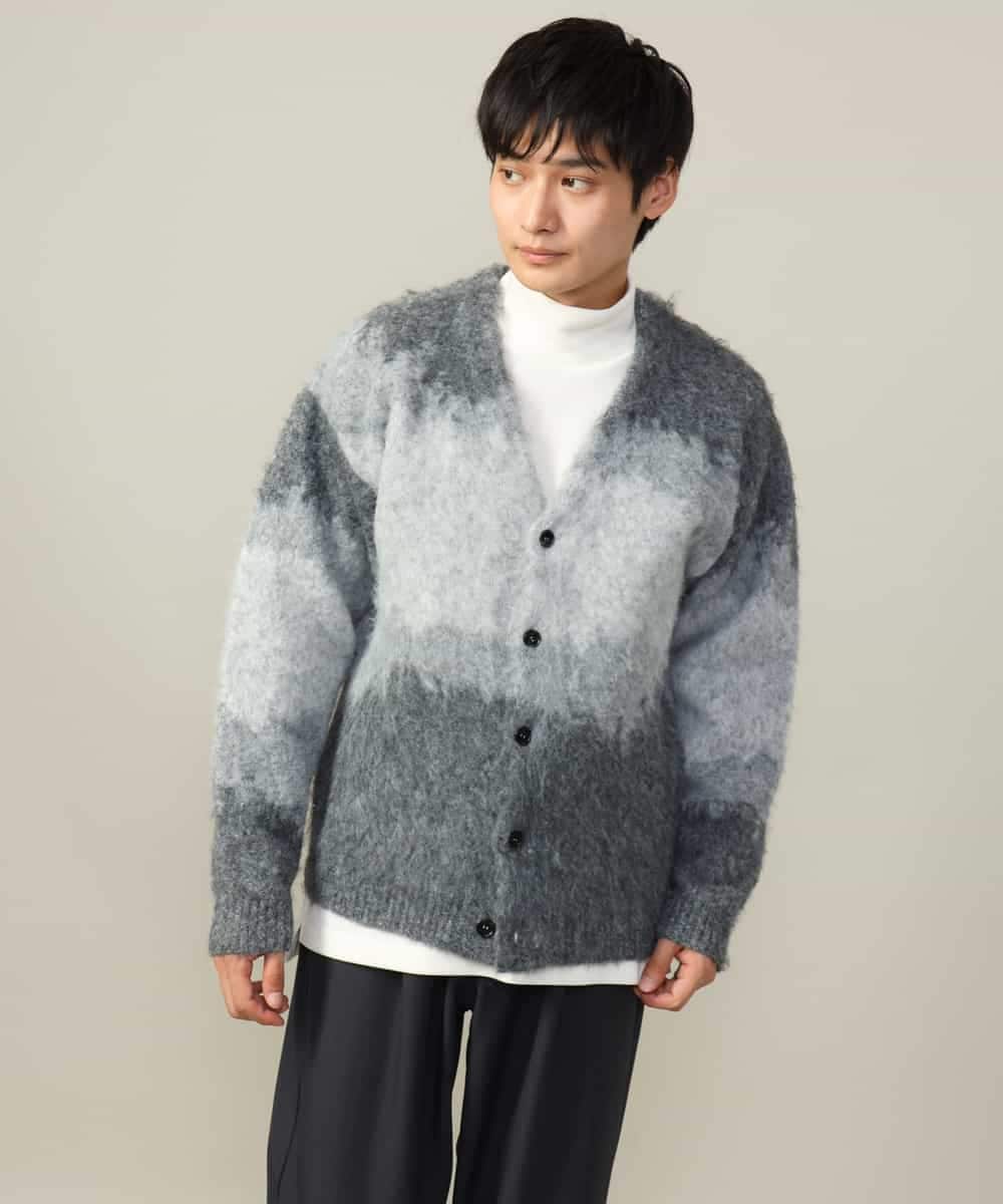KHCLV25079 a.v.v MEN(アー・ヴェ・ヴェ) 【ユニセックス】ボカシ柄起毛シャギーニット（厚手であったかい） グレー