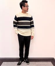 KHFAA03054 a.v.v MEN(アー・ヴェ・ヴェ) 【毎年大人気】モールボーダークルーネックニット ブラック