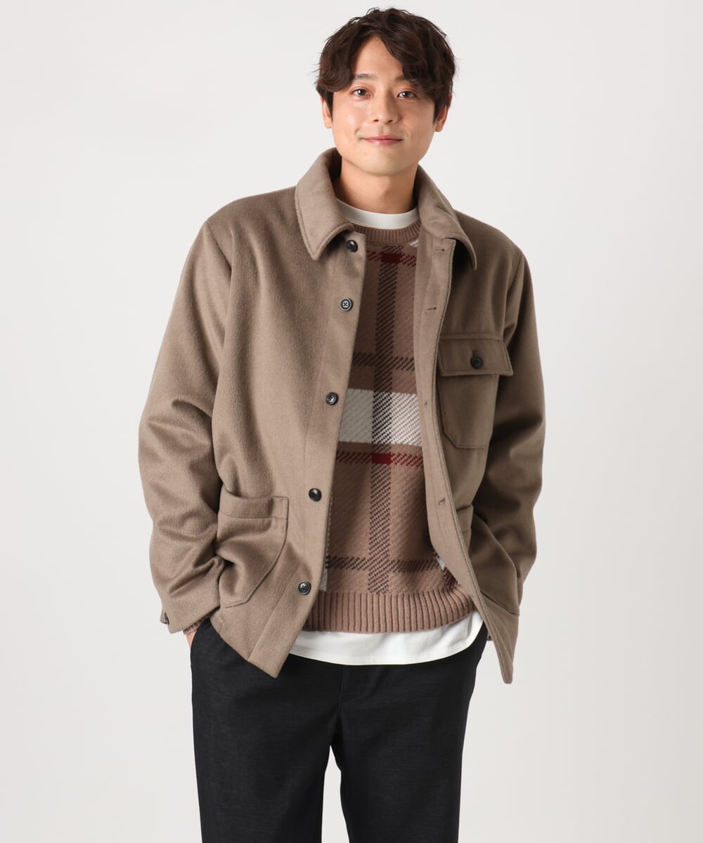 洗濯機で洗える】チェック柄クルーネックニット(ニット