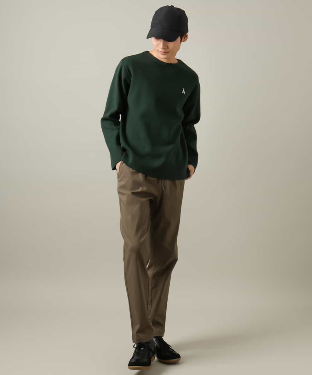 KHFAA60044 a.v.v MEN(アー・ヴェ・ヴェ) 【春まで使える】エッフェル刺繍ボートネックニット ダークグリーン