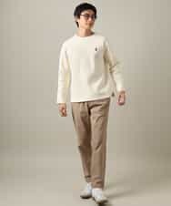 KHFAA60044 a.v.v MEN(アー・ヴェ・ヴェ) 【春まで使える】エッフェル刺繍ボートネックニット ダークグリーン