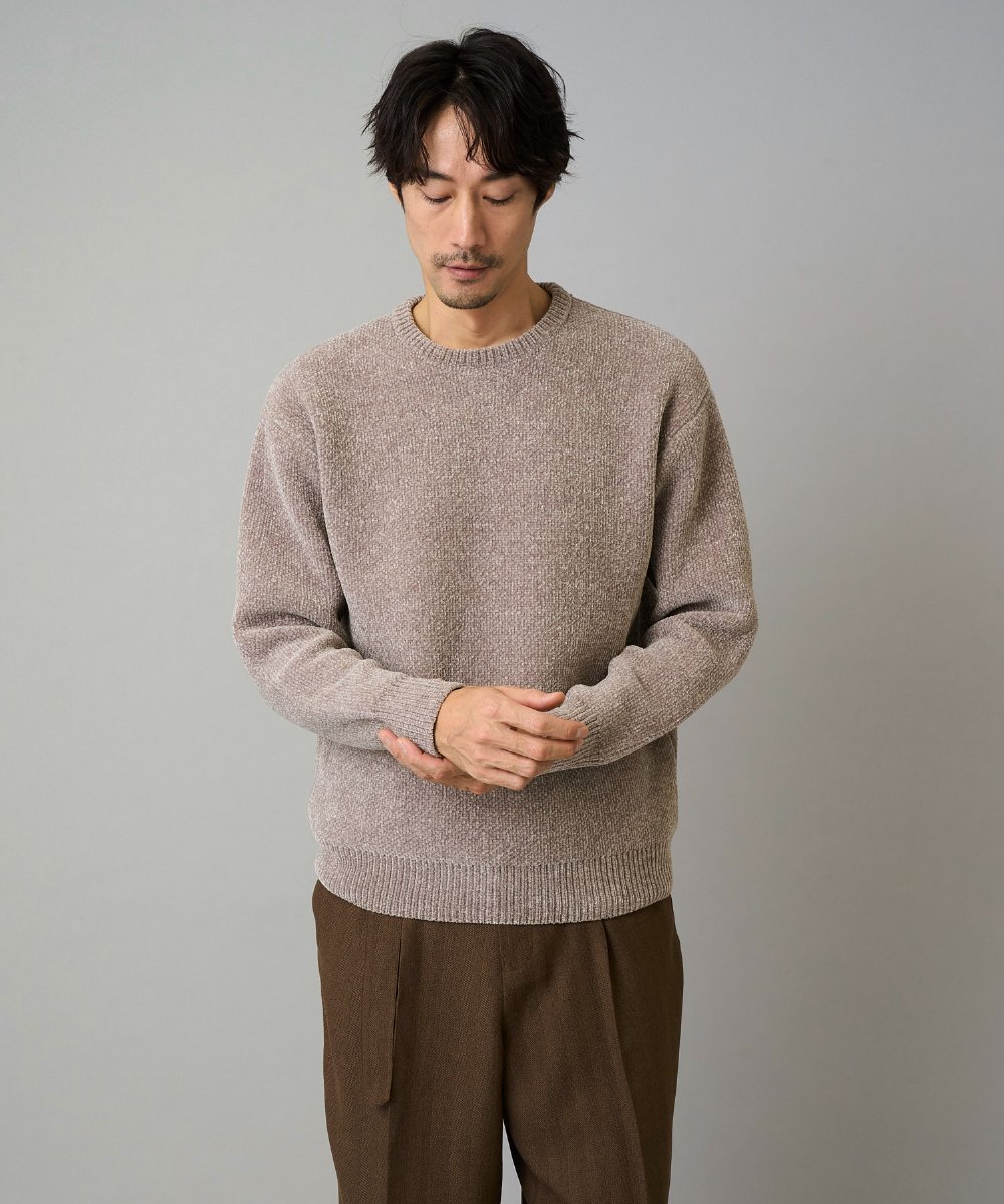 KHFAD01059 a.v.v MEN(アー・ヴェ・ヴェ) 【手洗い】モールクルーネックニット ダークグレー