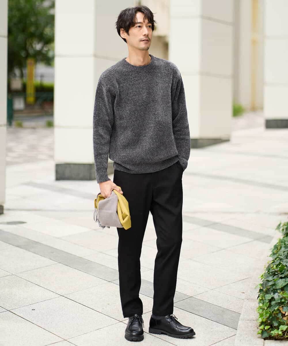 KHFAD01059 a.v.v MEN(アー・ヴェ・ヴェ) 【手洗い】モールクルーネックニット ダークグレー