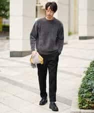 KHFAD01059 a.v.v MEN(アー・ヴェ・ヴェ) 【手洗い】モールクルーネックニット ダークグレー