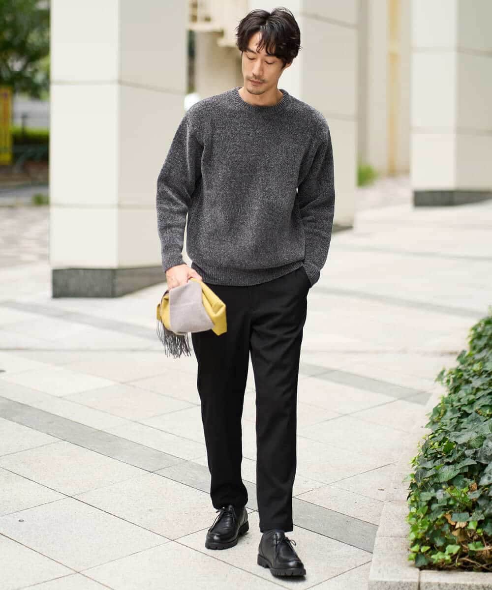 KHFAD01059 a.v.v MEN(アー・ヴェ・ヴェ) 【手洗い】モールクルーネックニット ダークグレー