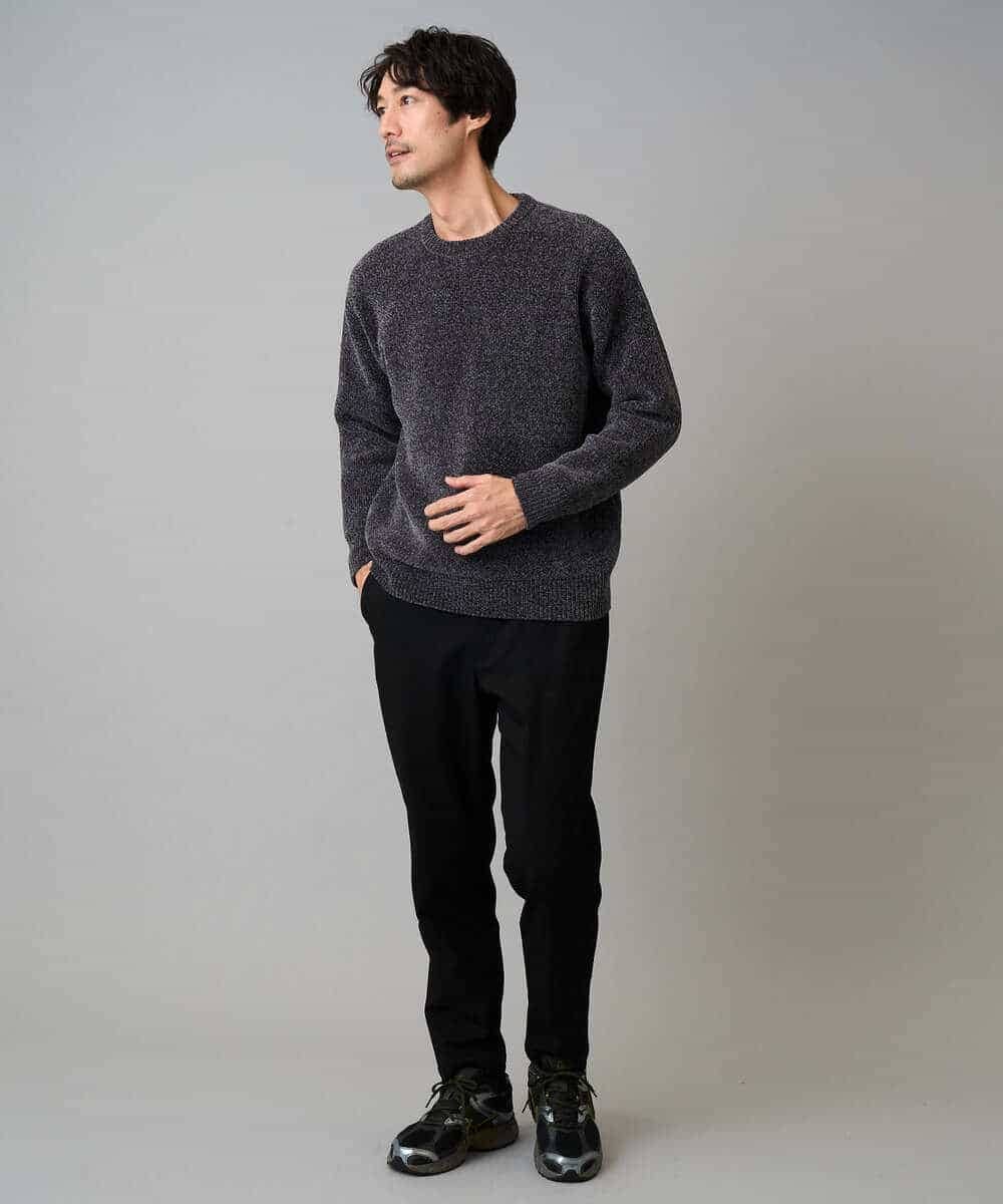 KHFAD01059 a.v.v MEN(アー・ヴェ・ヴェ) 【手洗い】モールクルーネックニット ダークグレー