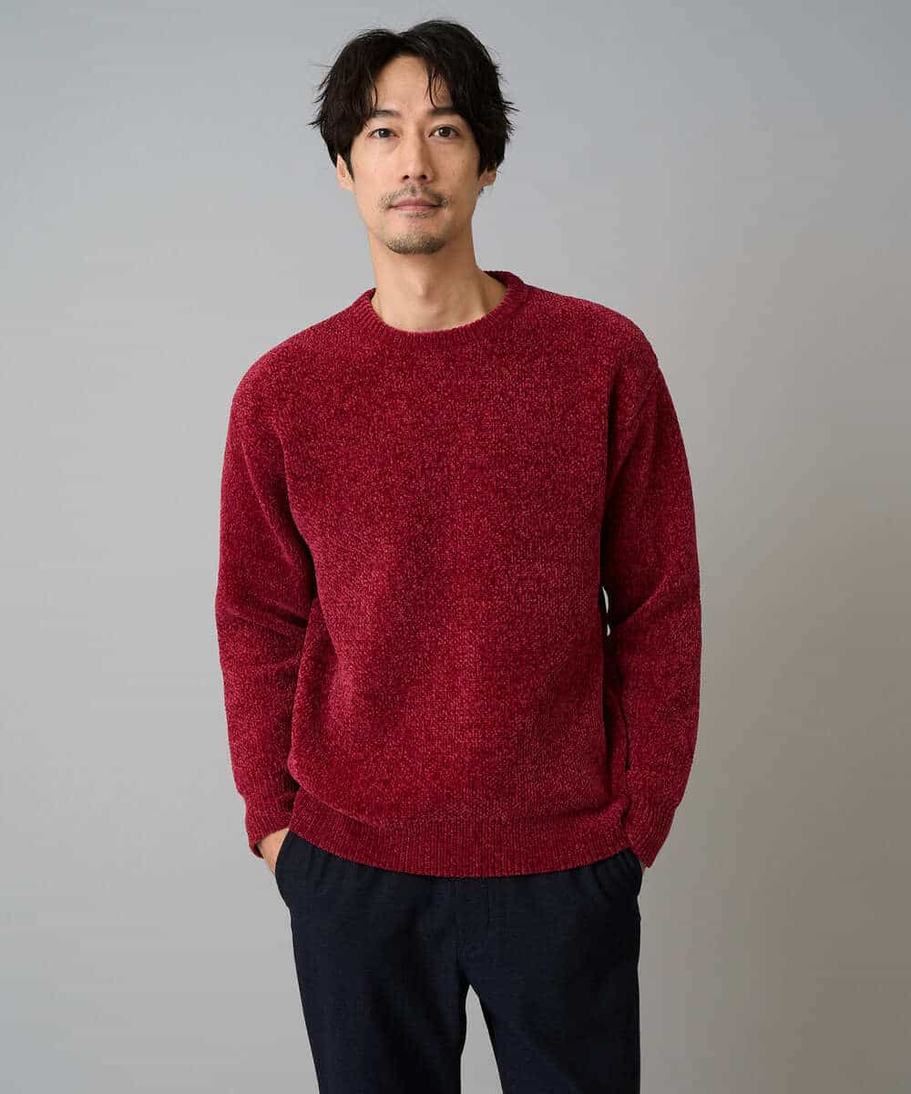 KHFAD01059 a.v.v MEN(アー・ヴェ・ヴェ) 【手洗い】モールクルーネックニット ダークグレー