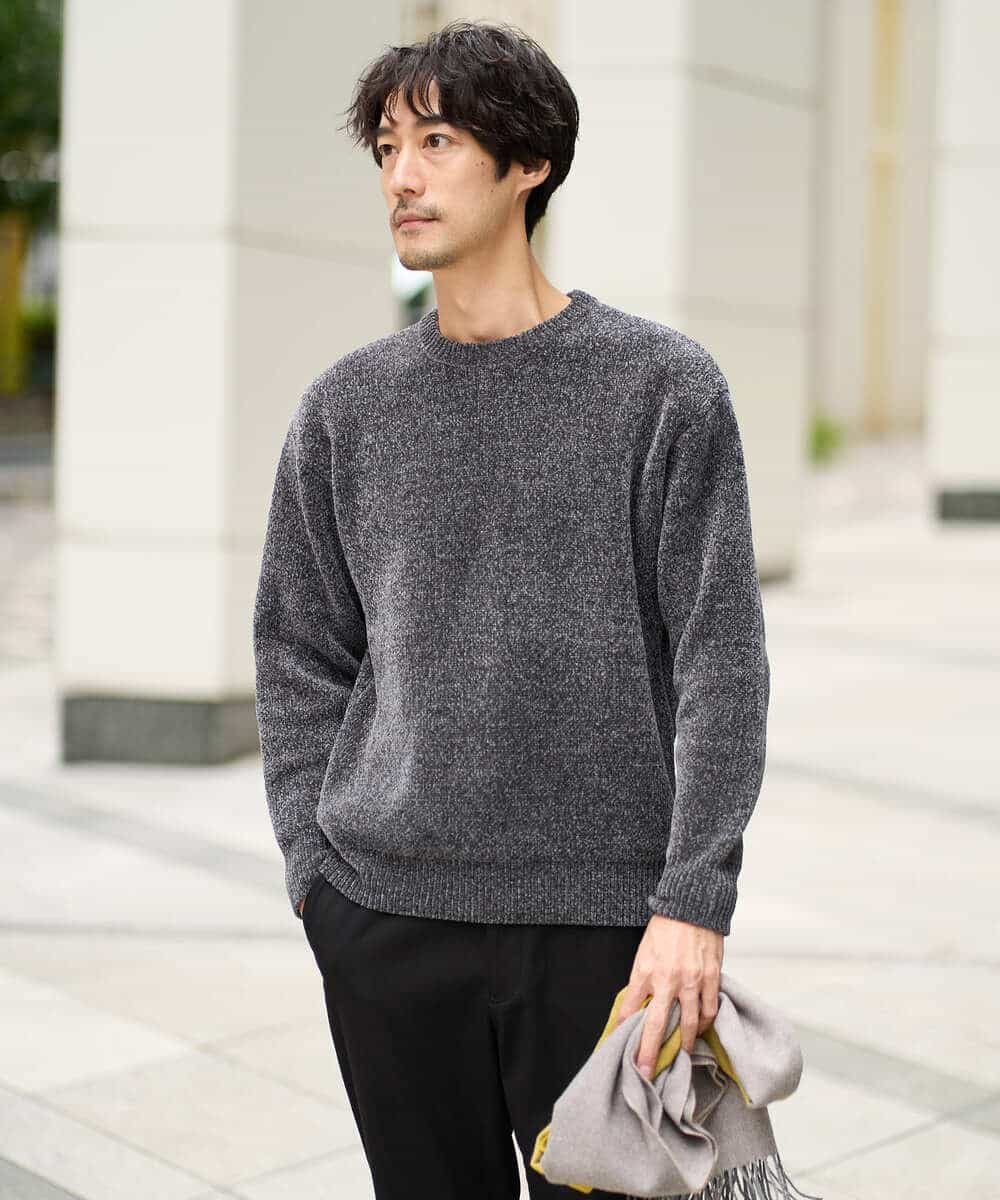 KHFAD01059 a.v.v MEN(アー・ヴェ・ヴェ) 【手洗い】モールクルーネックニット ダークグレー