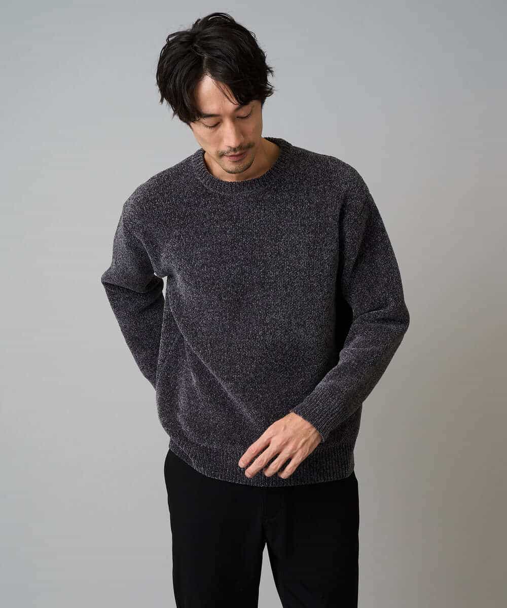 KHFAD01059 a.v.v MEN(アー・ヴェ・ヴェ) 【手洗い】モールクルーネックニット ダークグレー