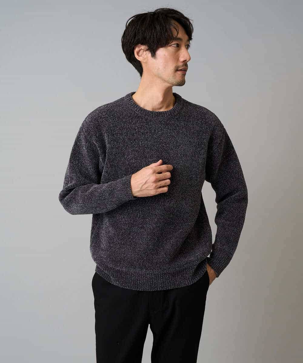 KHFAD01059 a.v.v MEN(アー・ヴェ・ヴェ) 【手洗い】モールクルーネックニット ダークグレー