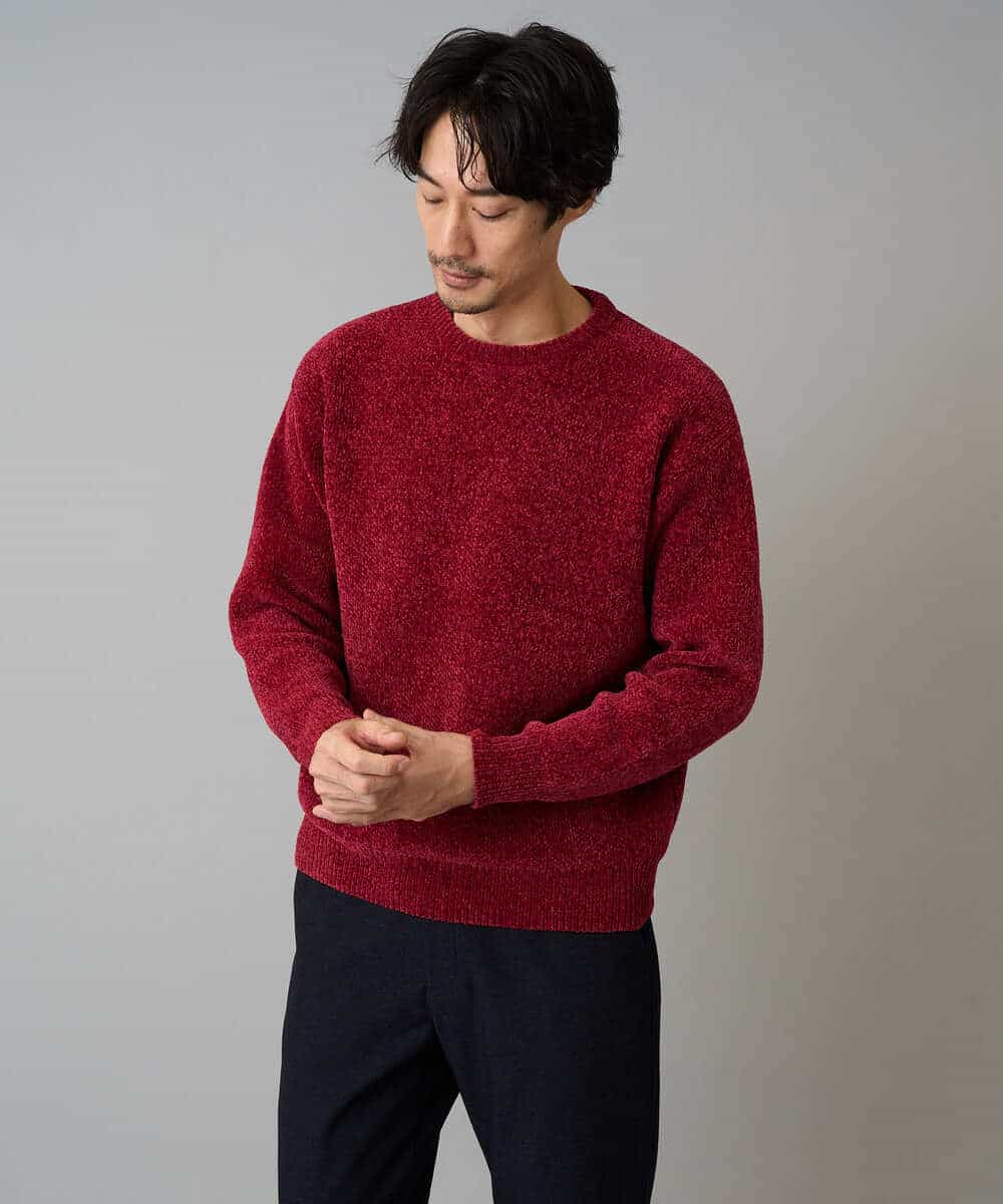 KHFAD01059 a.v.v MEN(アー・ヴェ・ヴェ) 【手洗い】モールクルーネックニット ダークグレー