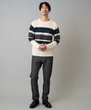 KHFAD03054 a.v.v MEN(アー・ヴェ・ヴェ) 【洗濯機で洗える】モールランダムボーダークルーネックニット ブラック系