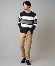 KHFAD03054 a.v.v MEN(アー・ヴェ・ヴェ) 【洗濯機で洗える】モールランダムボーダークルーネックニット ブラック系