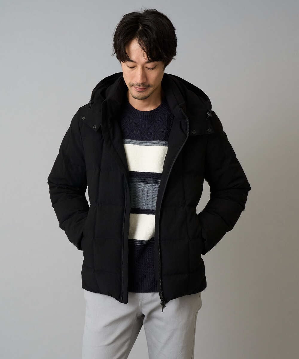 KHFAD03054 a.v.v MEN(アー・ヴェ・ヴェ) 【洗濯機で洗える】モールランダムボーダークルーネックニット ブラック系