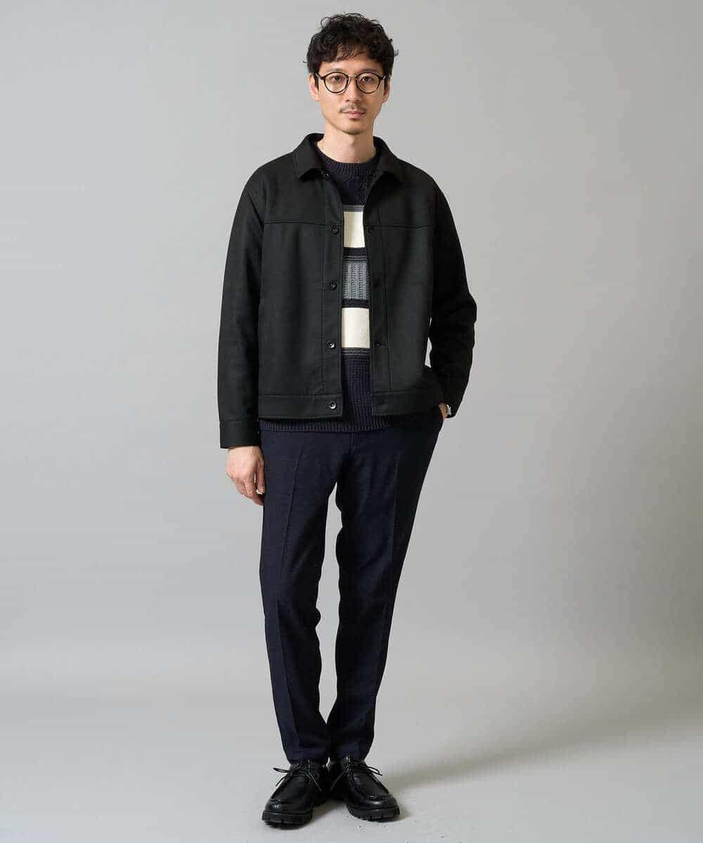 KHFAD03054 a.v.v MEN(アー・ヴェ・ヴェ) 【洗濯機で洗える】モールボーダークルーネックニット ブラック系