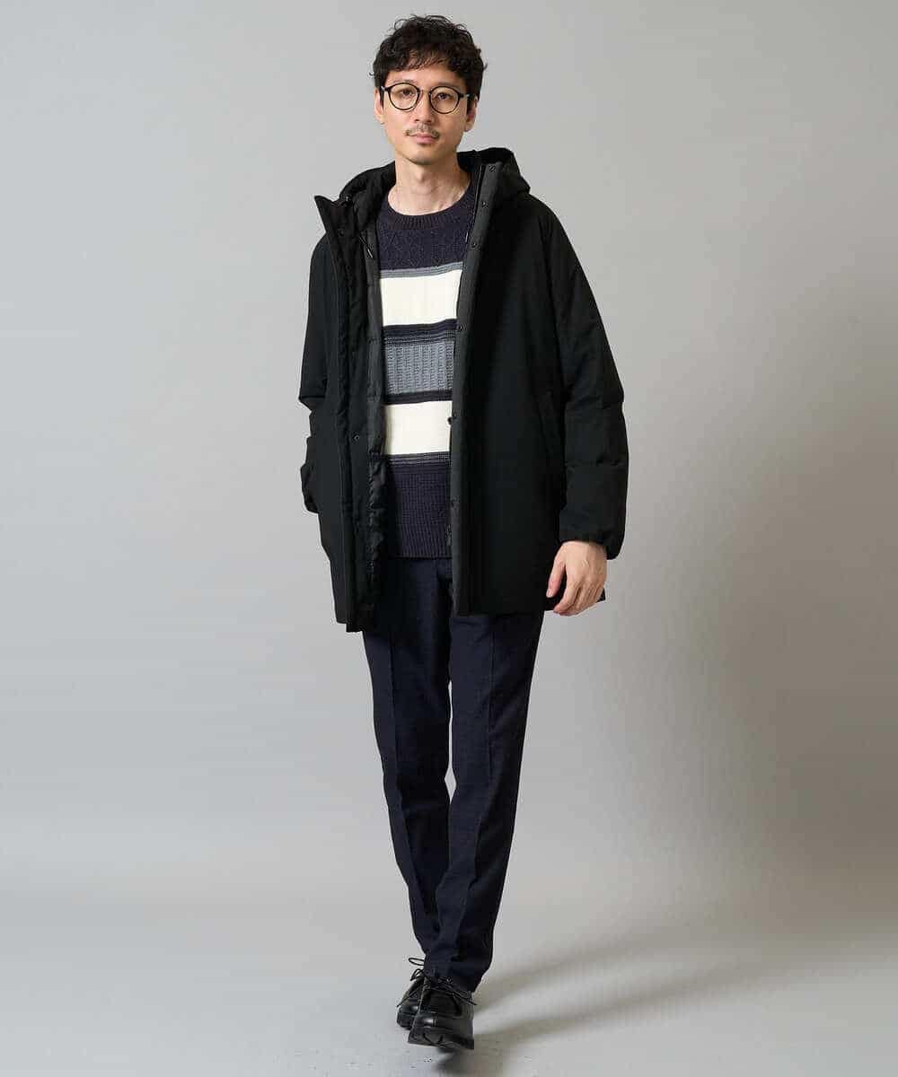 KHFAD03054 a.v.v MEN(アー・ヴェ・ヴェ) 【洗濯機で洗える】モールボーダークルーネックニット ブラック系