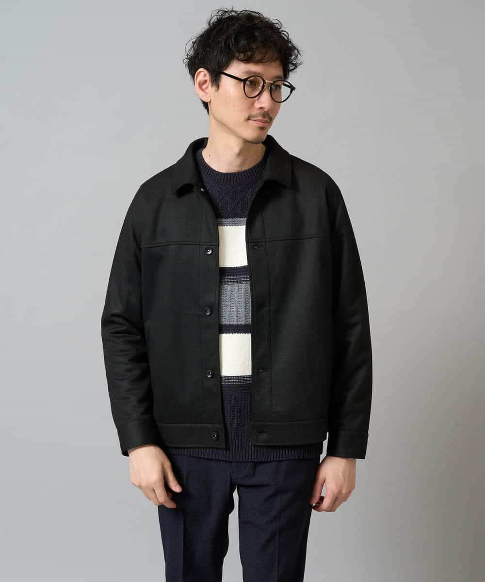 KHFAD03054 a.v.v MEN(アー・ヴェ・ヴェ) 【洗濯機で洗える】モールボーダークルーネックニット ブラック系