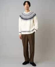 KHFAD24069 a.v.v MEN(アー・ヴェ・ヴェ) 【洗える】モール求心柄クルーネックニット ダークグレー