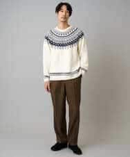 KHFAD24069 a.v.v MEN(アー・ヴェ・ヴェ) 【洗える】モール求心柄クルーネックニット ダークグレー