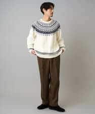 KHFAD24069 a.v.v MEN(アー・ヴェ・ヴェ) 【洗える】モール求心柄クルーネックニット ダークグレー