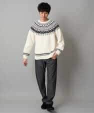 KHFAD24069 a.v.v MEN(アー・ヴェ・ヴェ) 【洗える】モール求心柄クルーネックニット ダークグレー