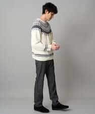 KHFAD24069 a.v.v MEN(アー・ヴェ・ヴェ) 【洗える】モール求心柄クルーネックニット ダークグレー