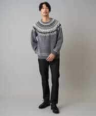 KHFAD24069 a.v.v MEN(アー・ヴェ・ヴェ) 【洗える】モール求心柄クルーネックニット ダークグレー