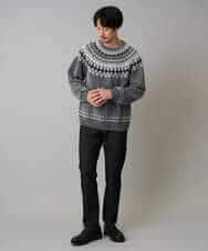 KHFAD24069 a.v.v MEN(アー・ヴェ・ヴェ) 【洗える】モール求心柄クルーネックニット ダークグレー