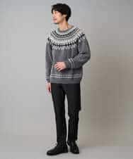 KHFAD24069 a.v.v MEN(アー・ヴェ・ヴェ) 【洗える】モール求心柄クルーネックニット ダークグレー